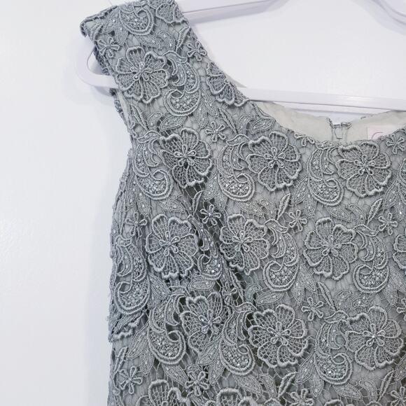 Cameron Blake by Mon Cheri Women size 6P Green Lace Tiered Long Formal Dress - Picture 10 of 12